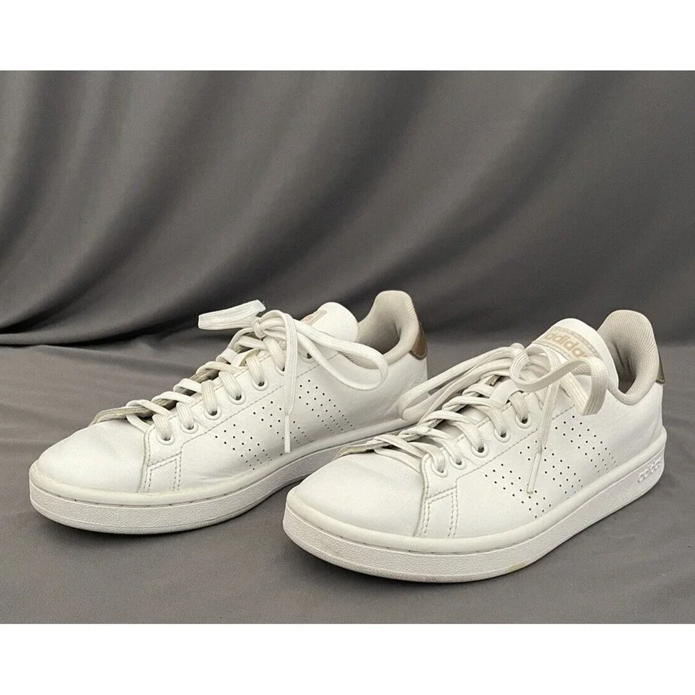Adidas Womens 6.5 Cloudfoam‎ Advantage Sneakers Shoes White F36223 LowTop LaceUp
